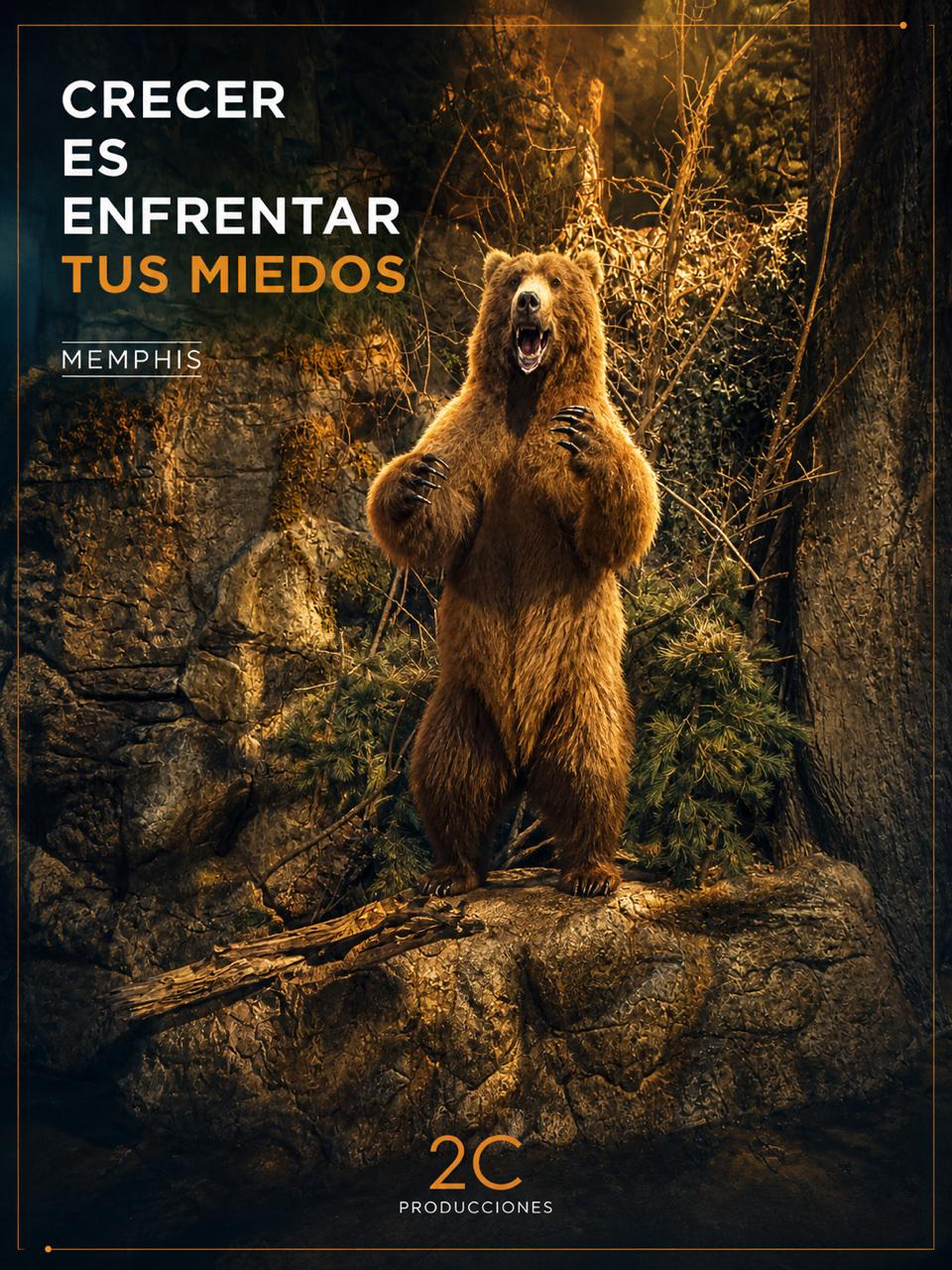 Oso y mensaje crecer es enfrentar tus miedos